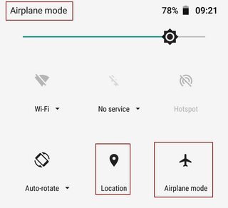Airplane mode turned on with Location also turned on